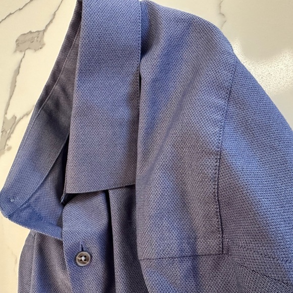 Van Heusen Flex Slim Fit Stretch Blue Button Down Dress Shirt size Small 14.5 - Picture 3 of 3